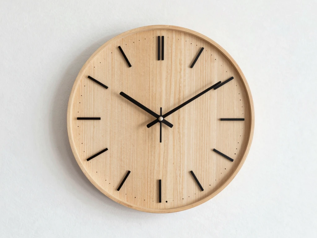 Minimalistinen puinen seinäkello